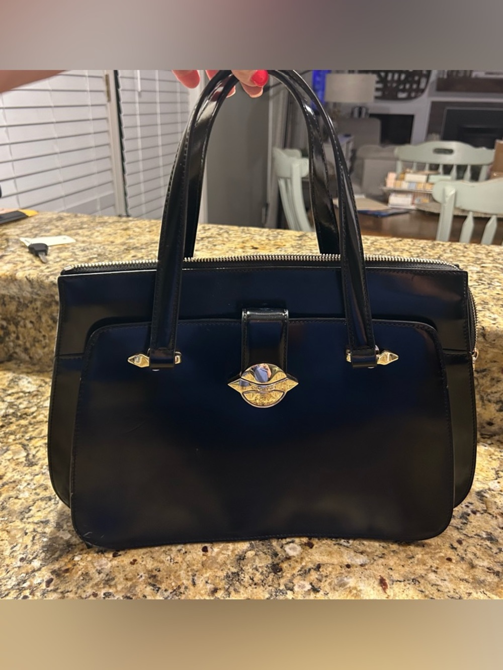 Vintage Cromia Italian Leather Satchel with Gold Hardware